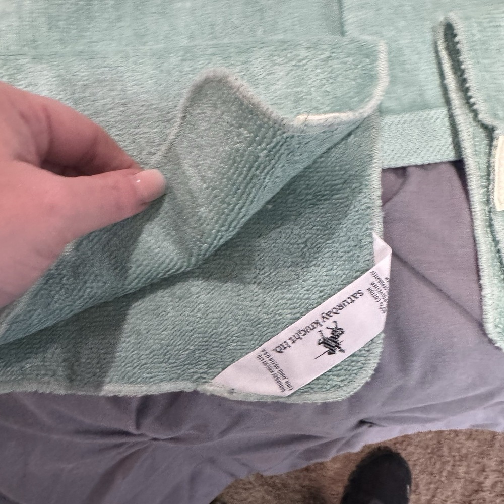 Vintage Saturday Knight Ltd. Teal Blue Bath Set 2 Towels 4 Washcloths Floral USA - Picture 2 of 6